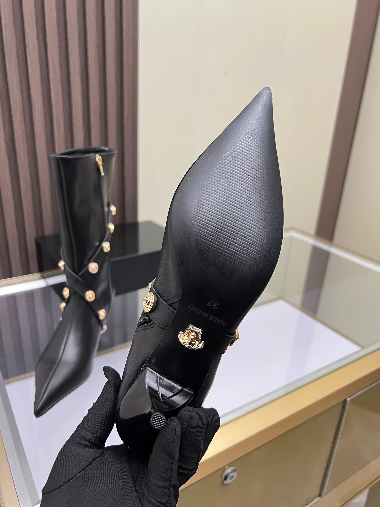 Versace Leather Boots High Heels