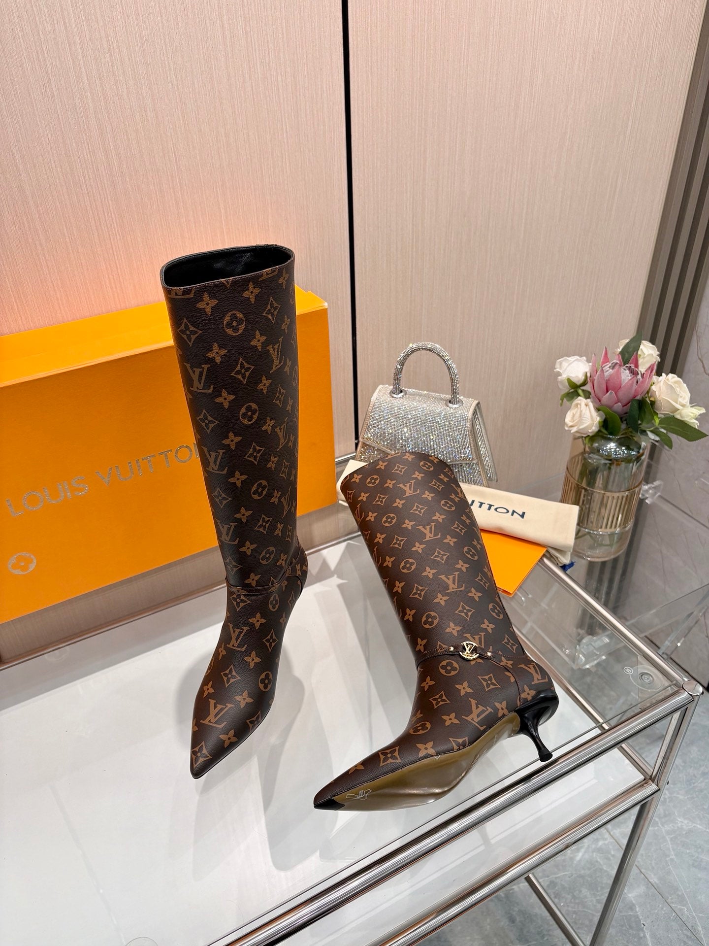 Louis Vuitton Leather Monogram Boots
