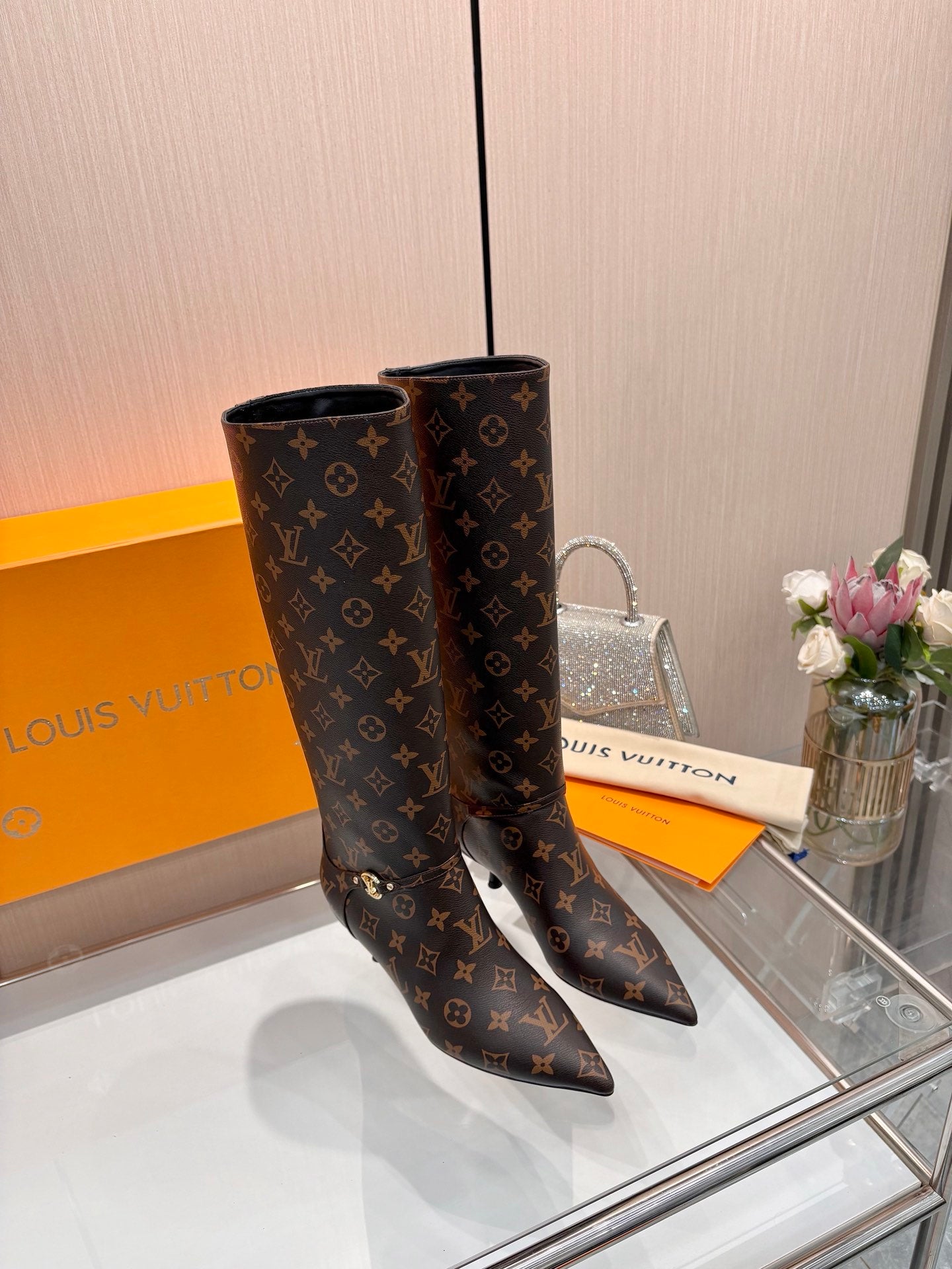 Louis Vuitton Leather Monogram Boots
