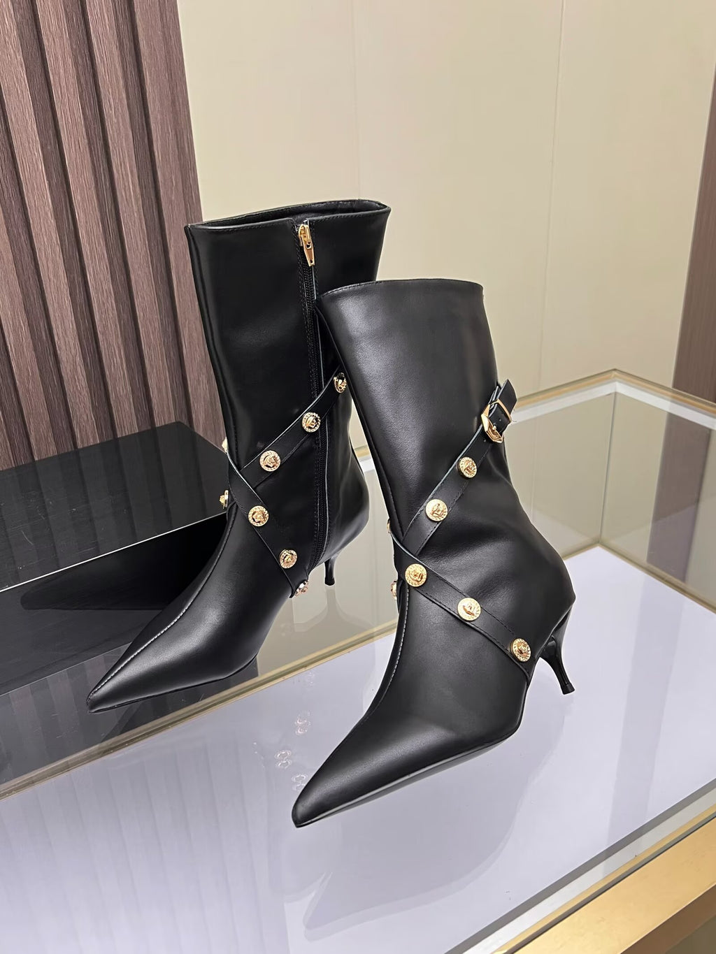 Versace Leather Boots High Heels