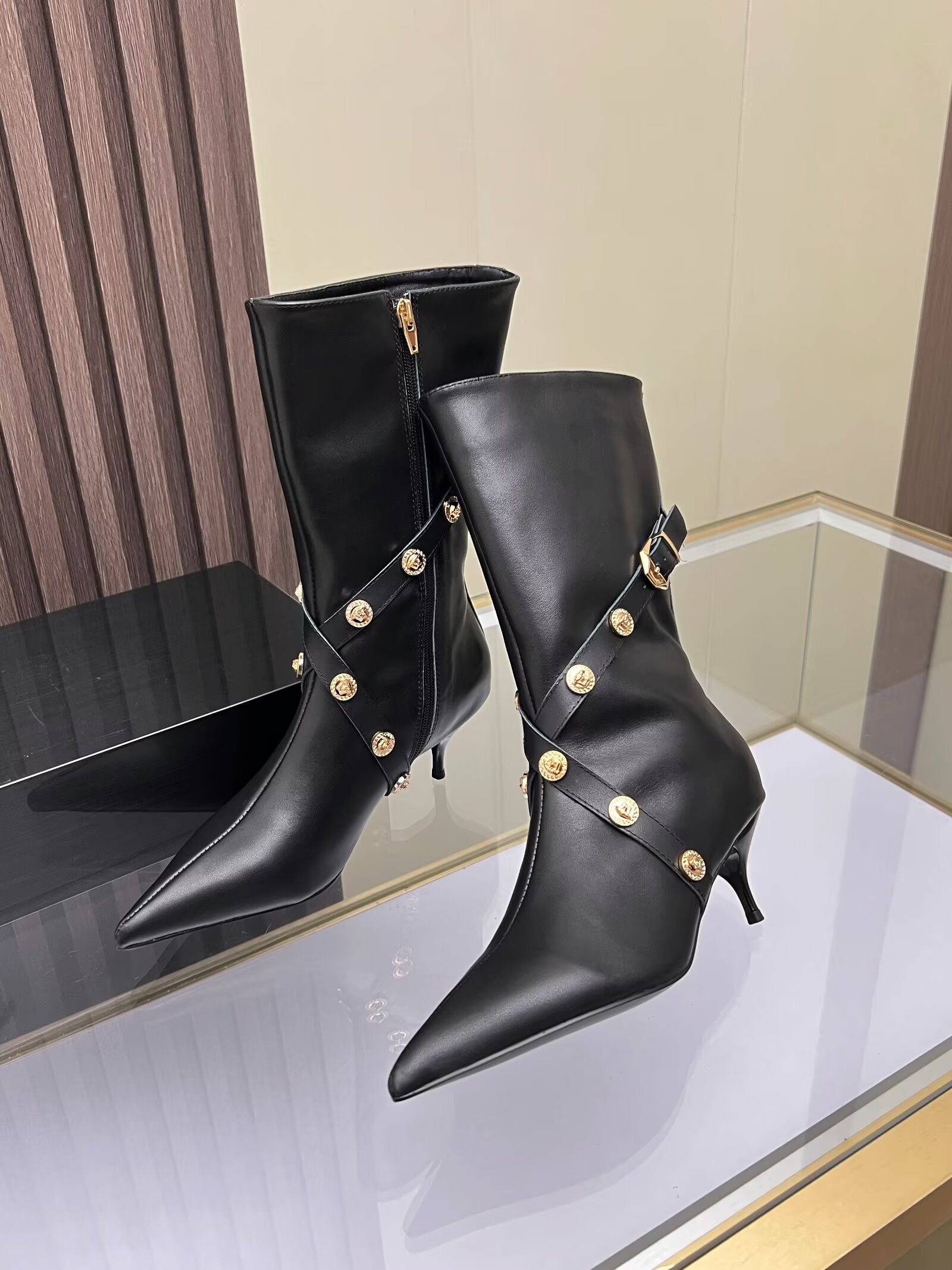 Versace Leather Boots High Heels