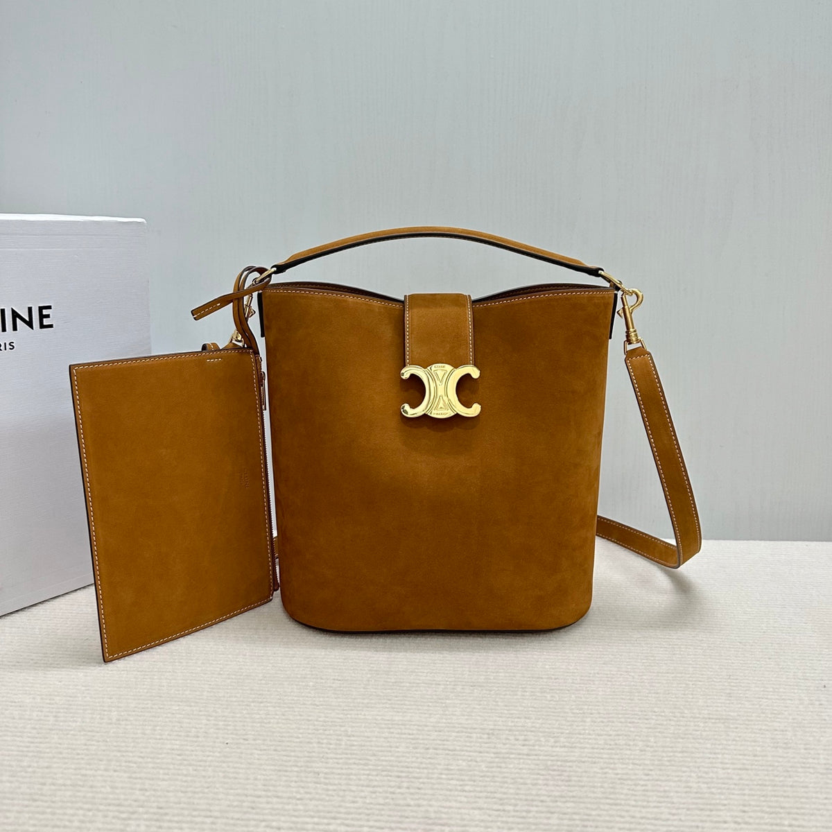 Celine Bucket Suede Bag