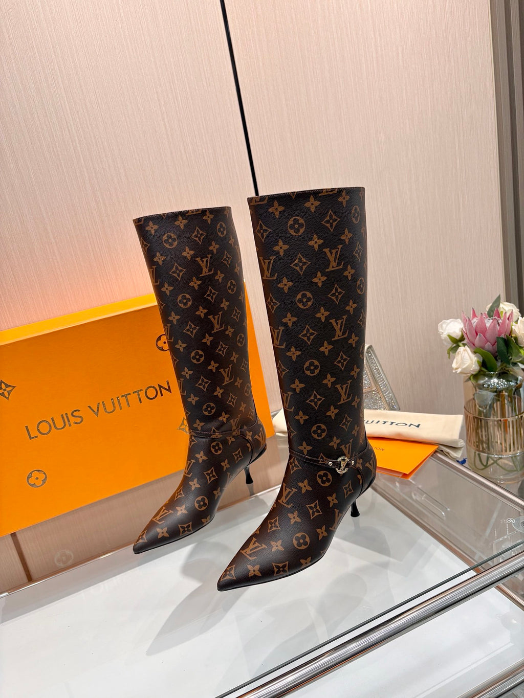Louis Vuitton Leather Monogram Boots