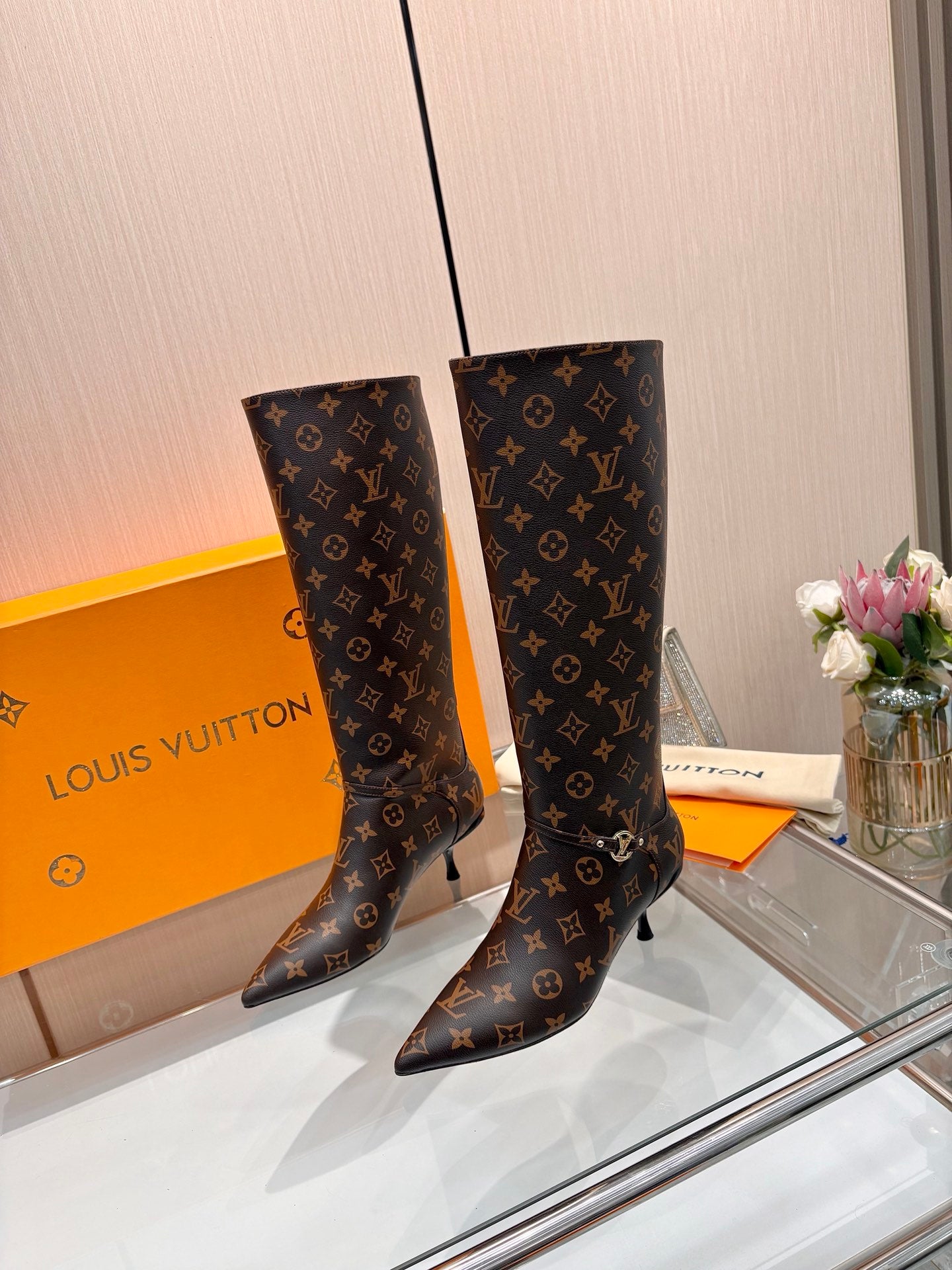 Louis Vuitton Leather Monogram Boots