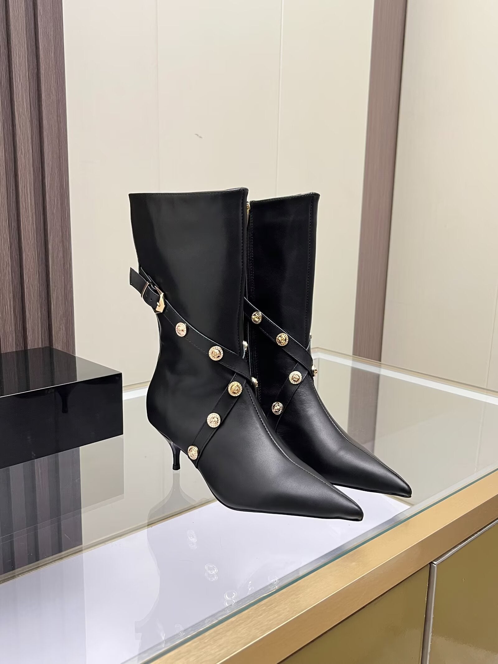 Versace Leather Boots High Heels