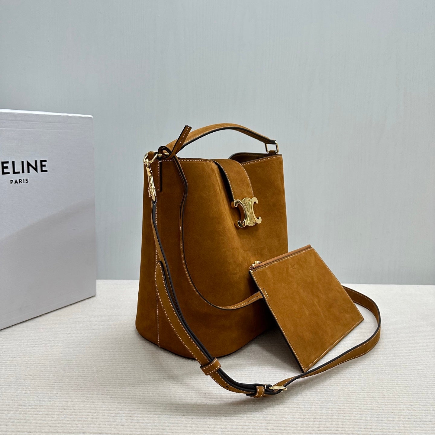 Celine Bucket Suede Bag