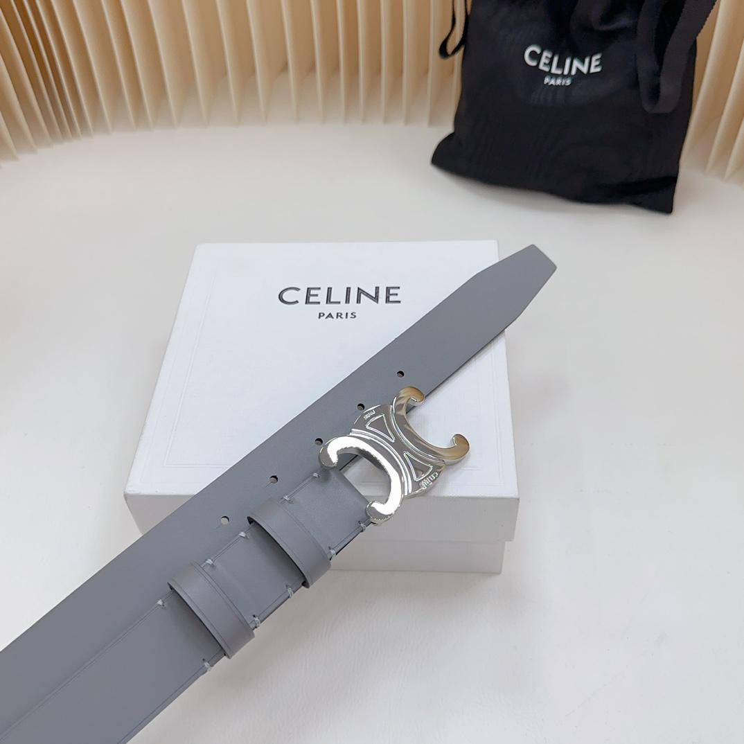 Celine Belt In Grey Leather