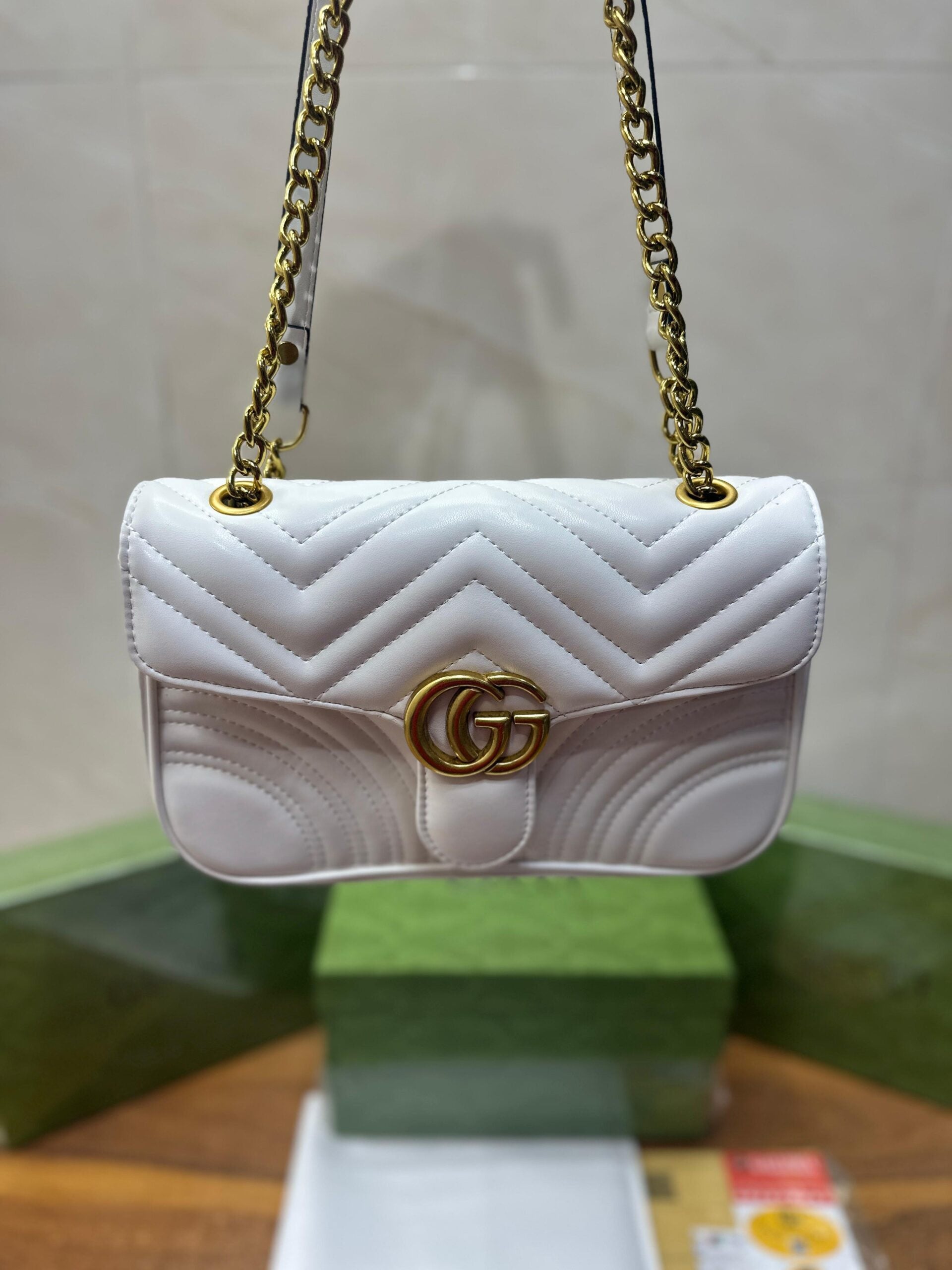 Gucci marmont white clutch