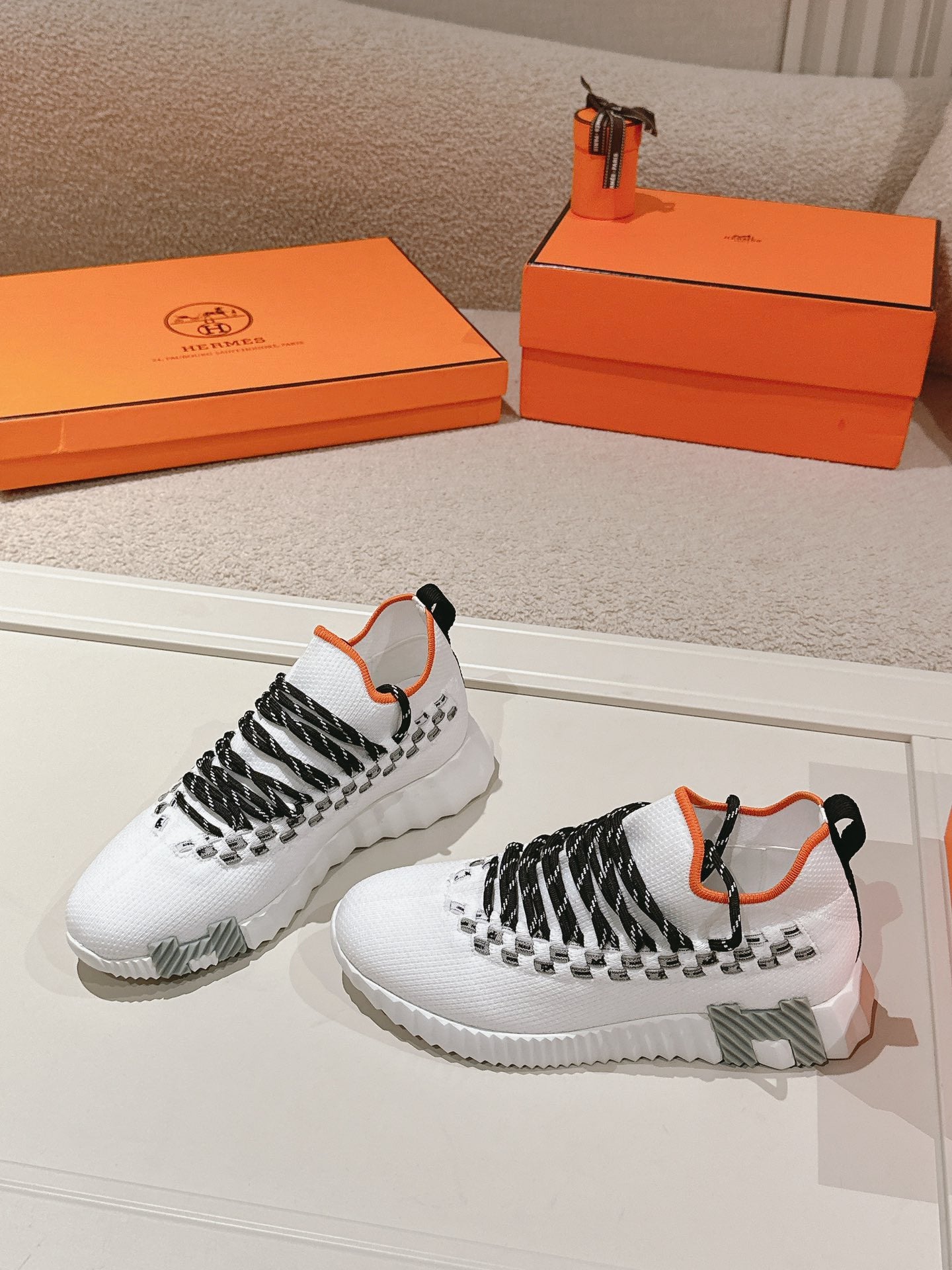 Hermes trainers white