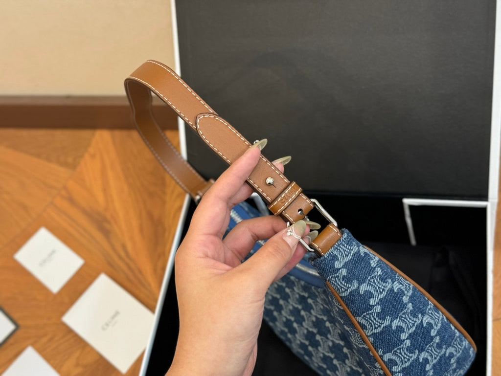 Celine Ava Shoulder Bag In Denim