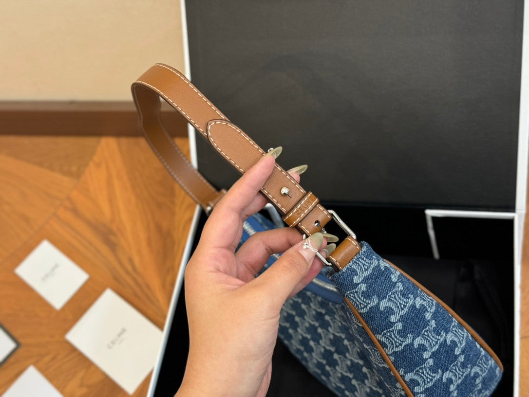 Celine Ava Shoulder Bag In Denim