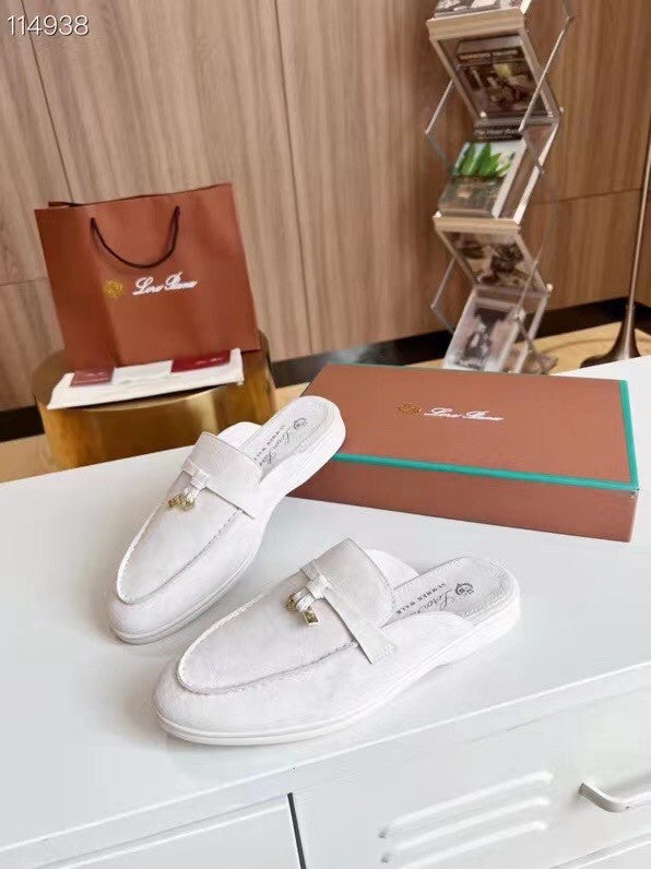 Loro Piana mules white