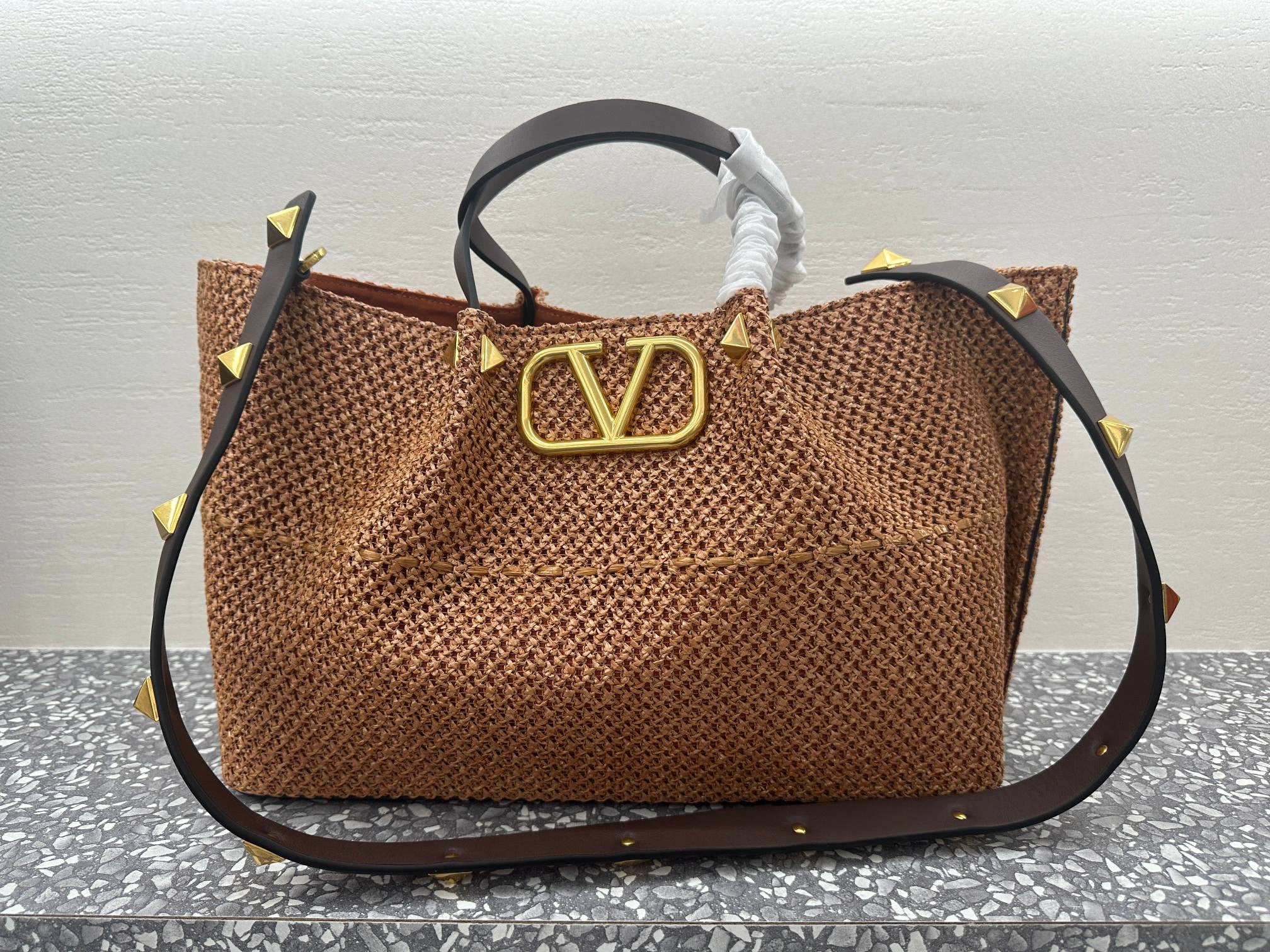 Valentino raffia shopper bag