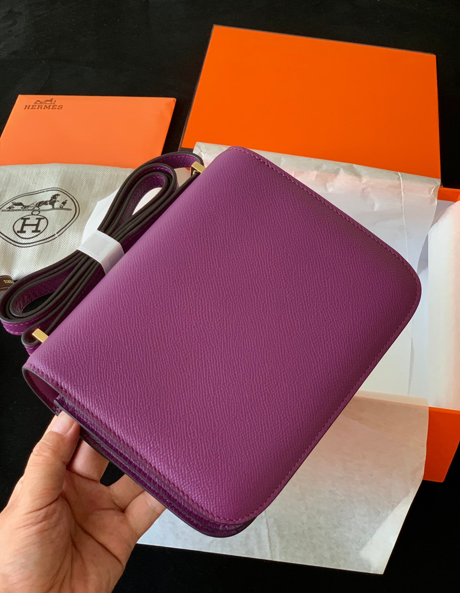 Hermes Constance bag purple
