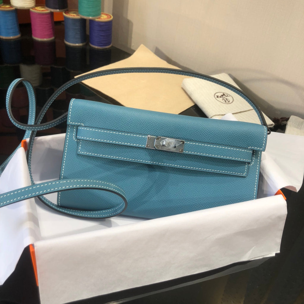 Hermes Kelly Pochette In Sky Blue