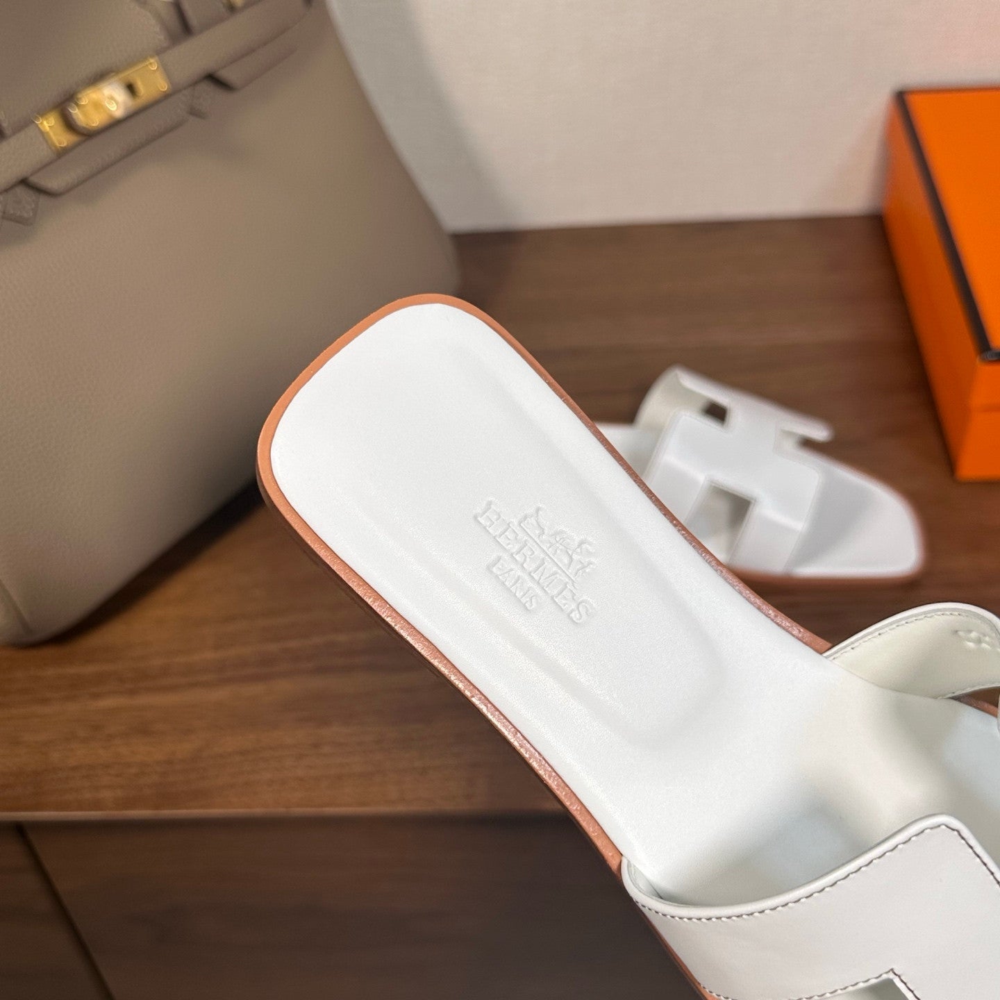 Hermes sandals white
