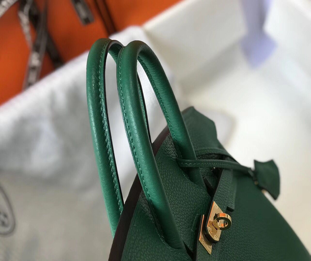 Hermes Birkin In Vert Vertigo Clemence Leather GHW