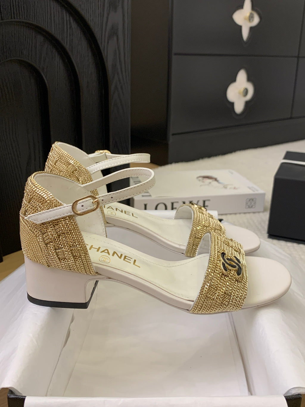 Chanel sandals gold