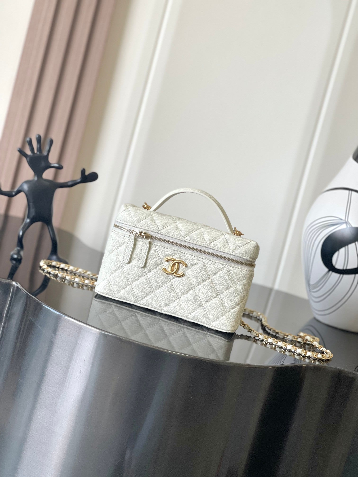 Chanel caviar white