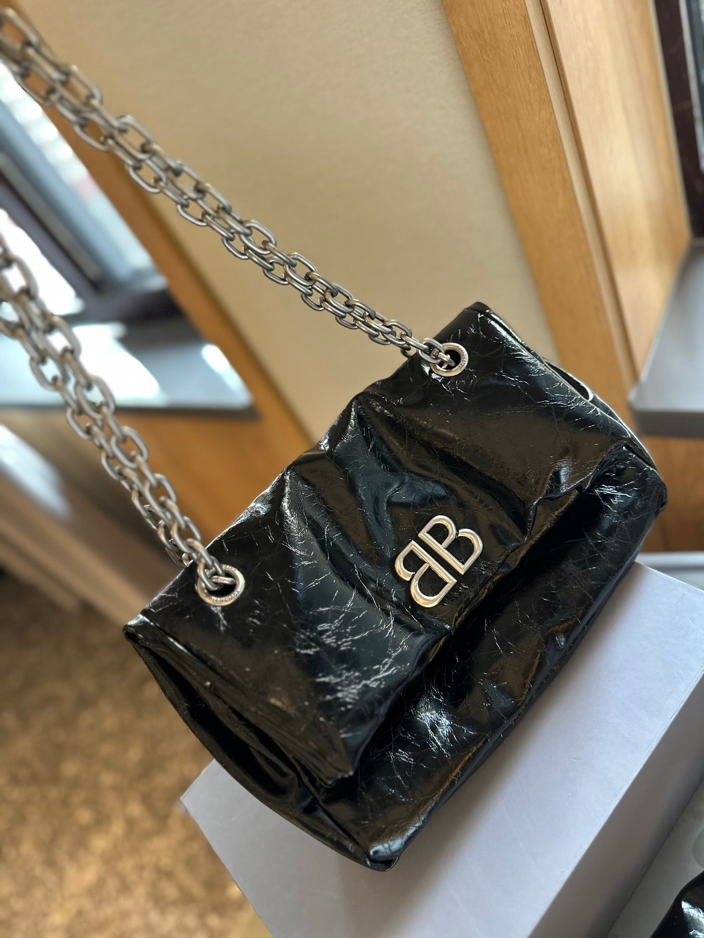 Balenciaga Monaco Leather Bag in Silver