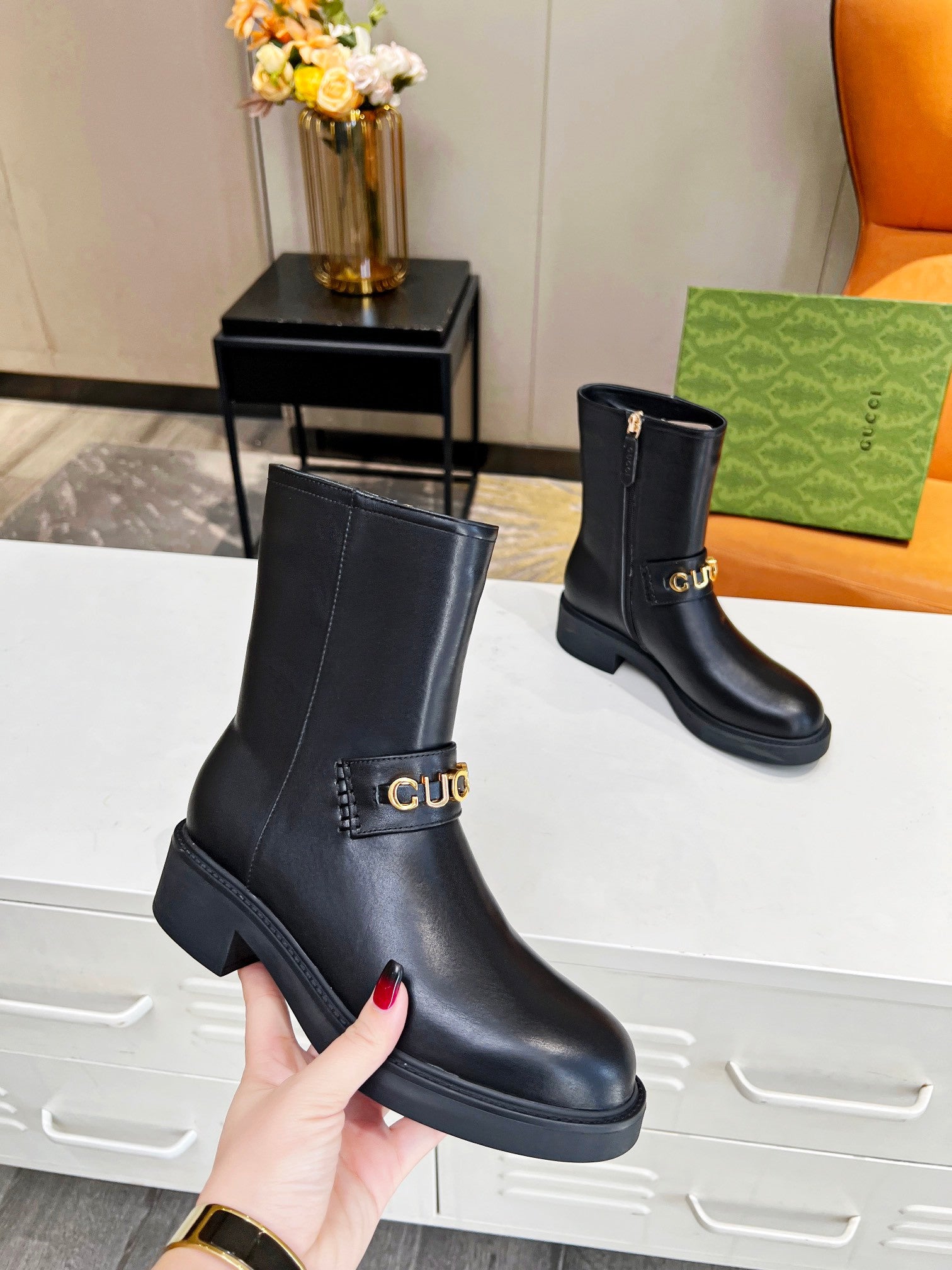 Ghete de călărie din piele Gucci