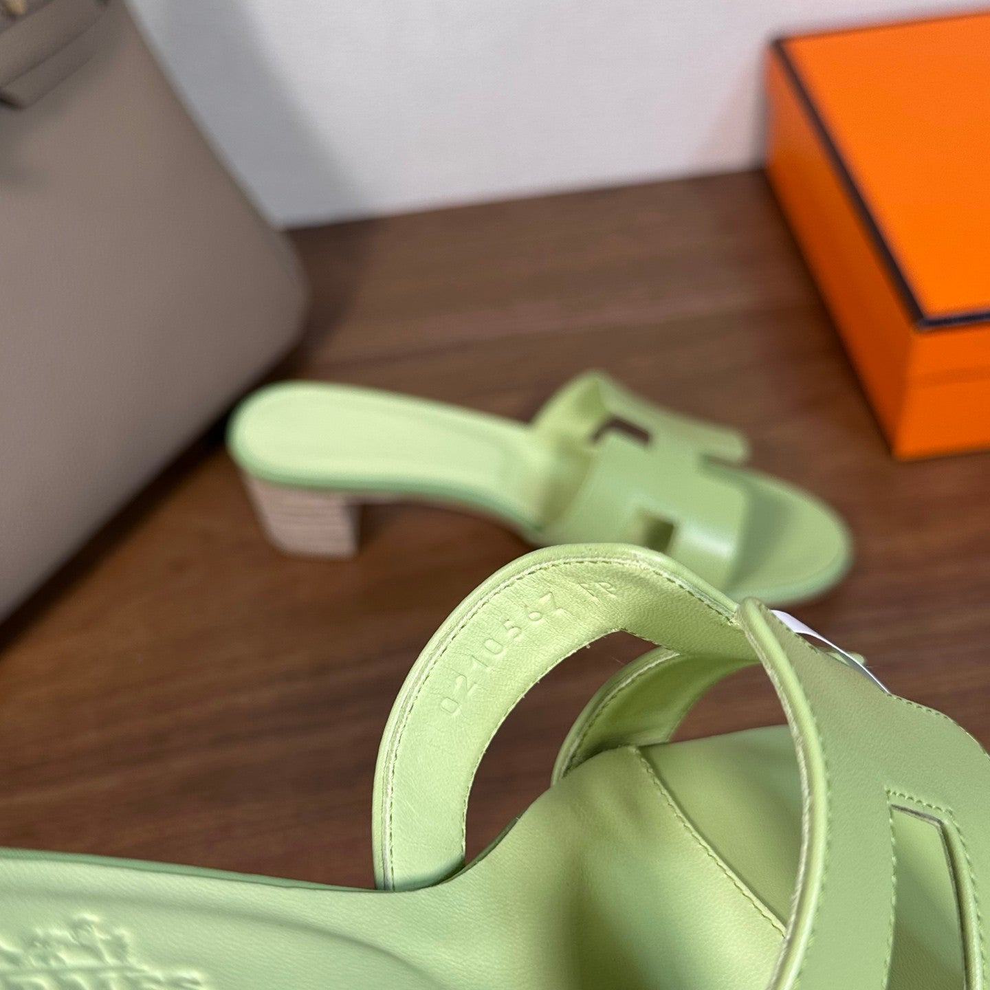 Hermes sandals heels green