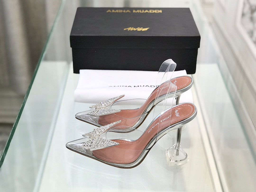 Amina Muaddi Shoes Silver