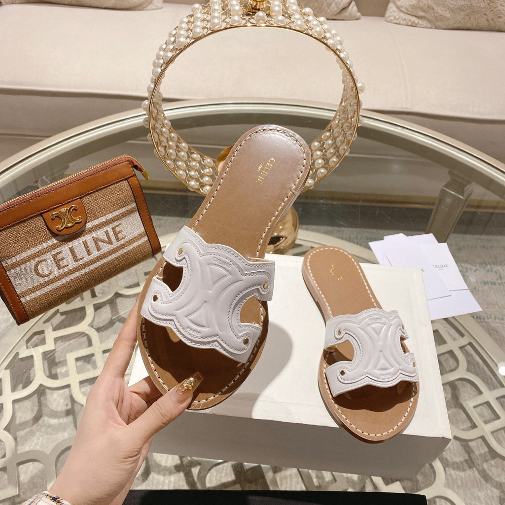 Papuci Celine albi
