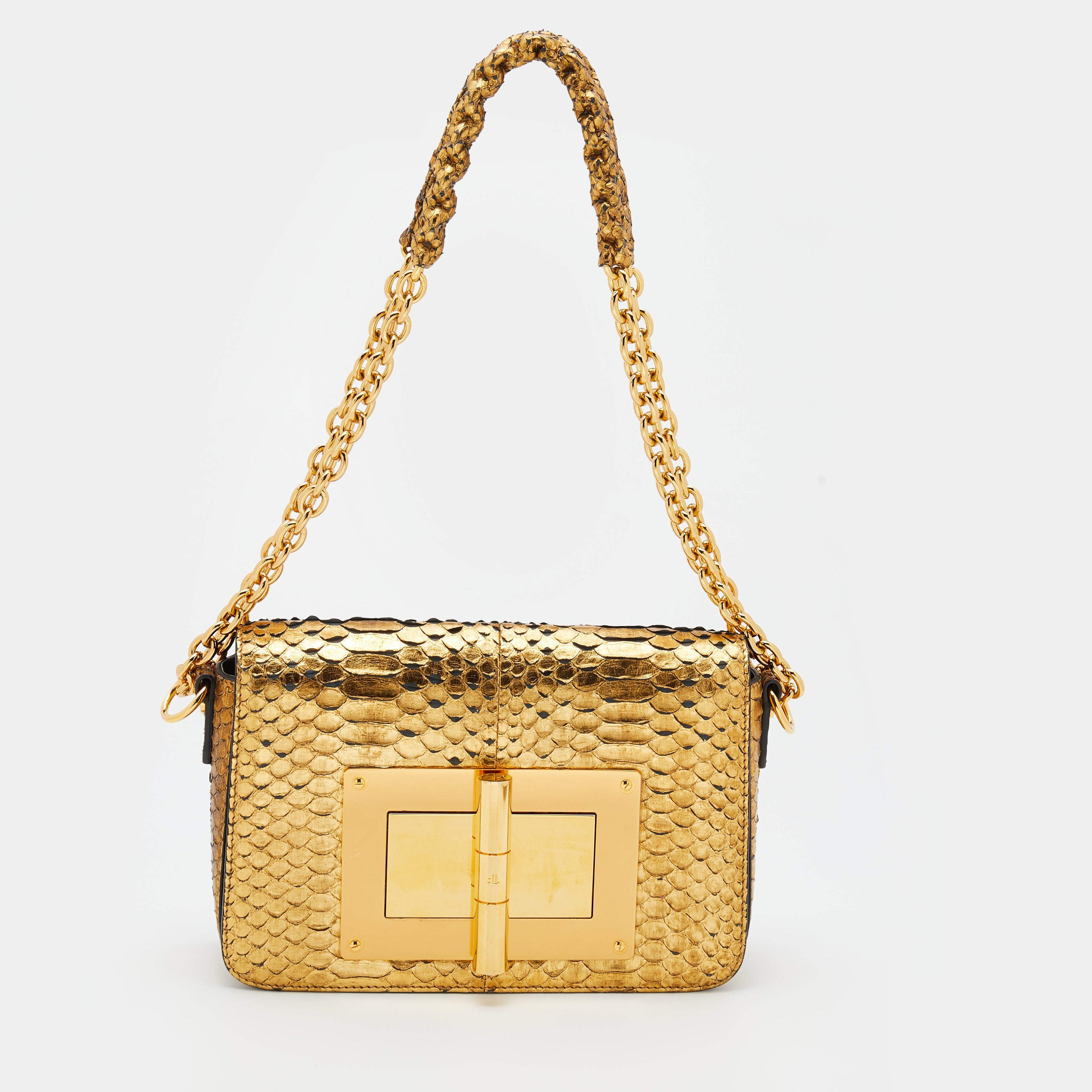 Tom Ford Metallic Gold Python Natalia Bag
