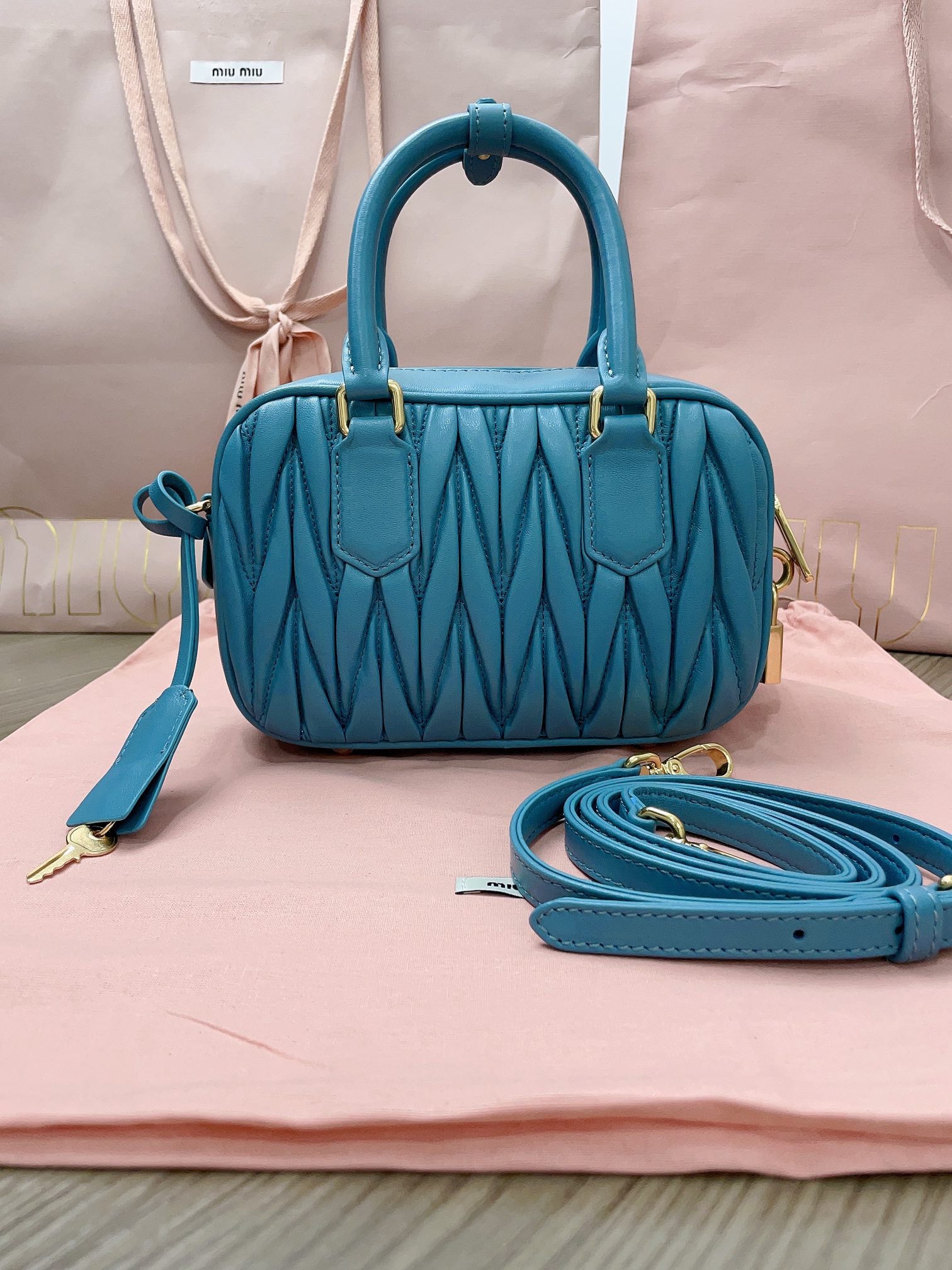 Miu Miu Matelasse bag blue