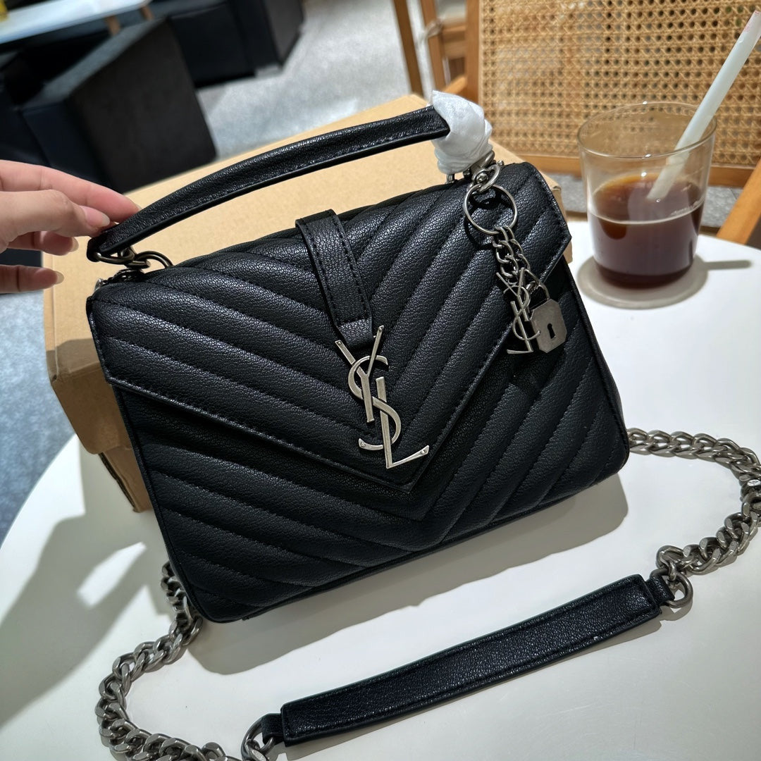 Geantă tote cu placă cu logo YSL