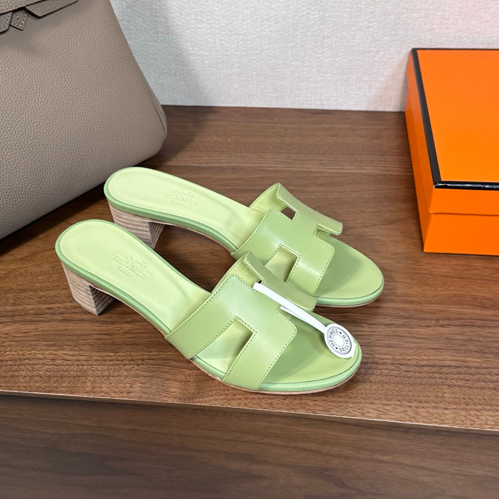 Hermes sandals heels green