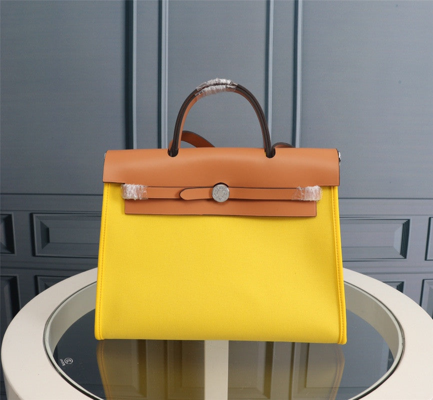 Hermes Herbag yellow canvas
