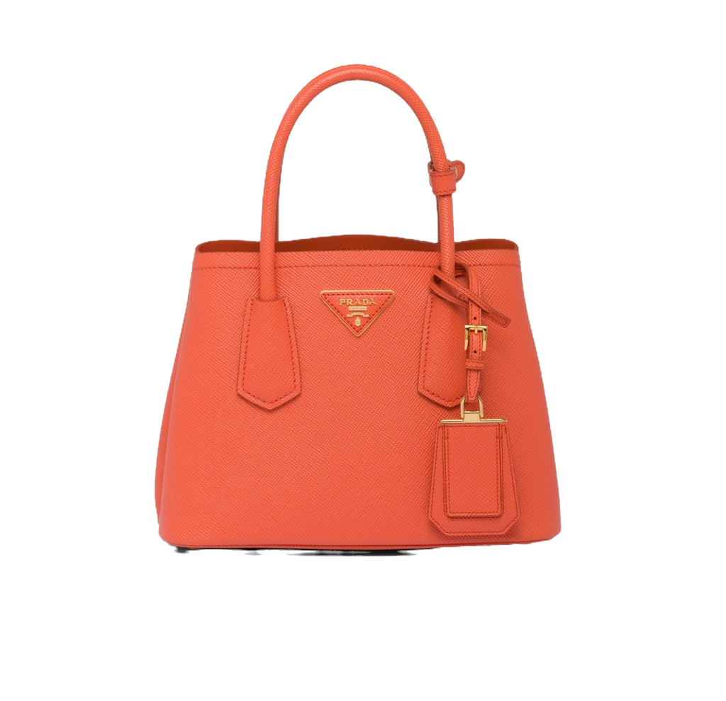 Mini Bag In Orange Saffiano Leather