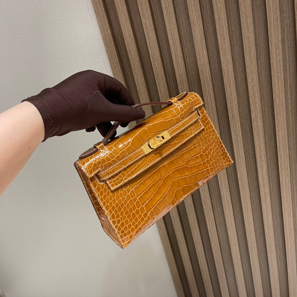 Geantă mini Kelly din piele de aligator