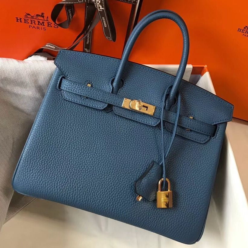 Hermes Birkin In Blue Agate Clemence Leather GHW