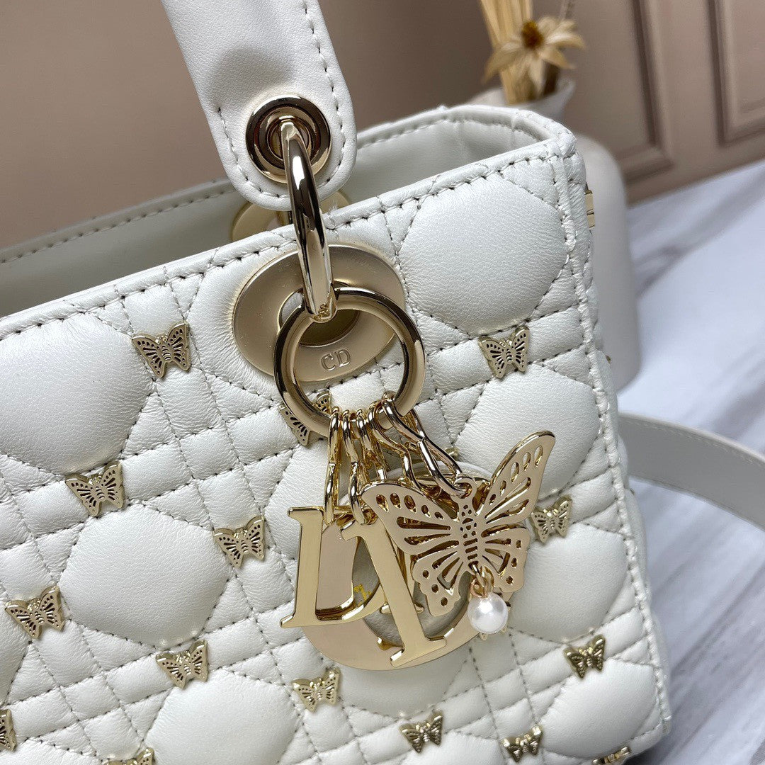 Small Lady Dior Bag With Butterfly Studs