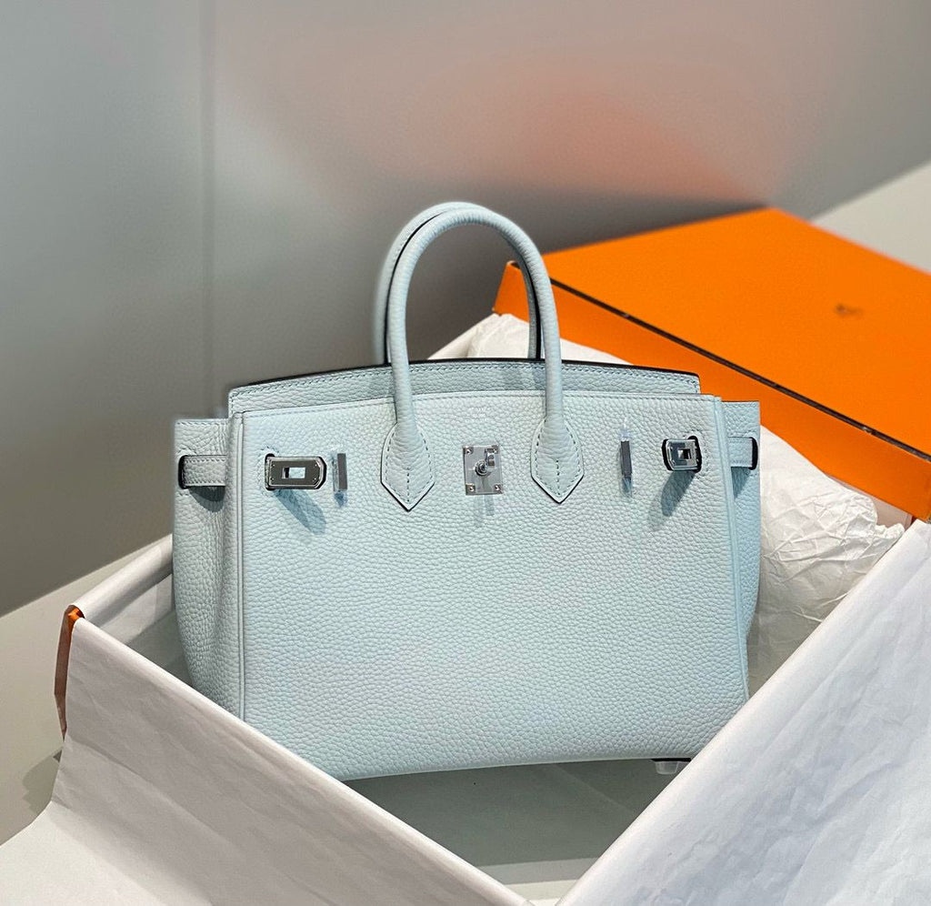 Hermes Birkin Bag In Blue Brume Clemence Leather