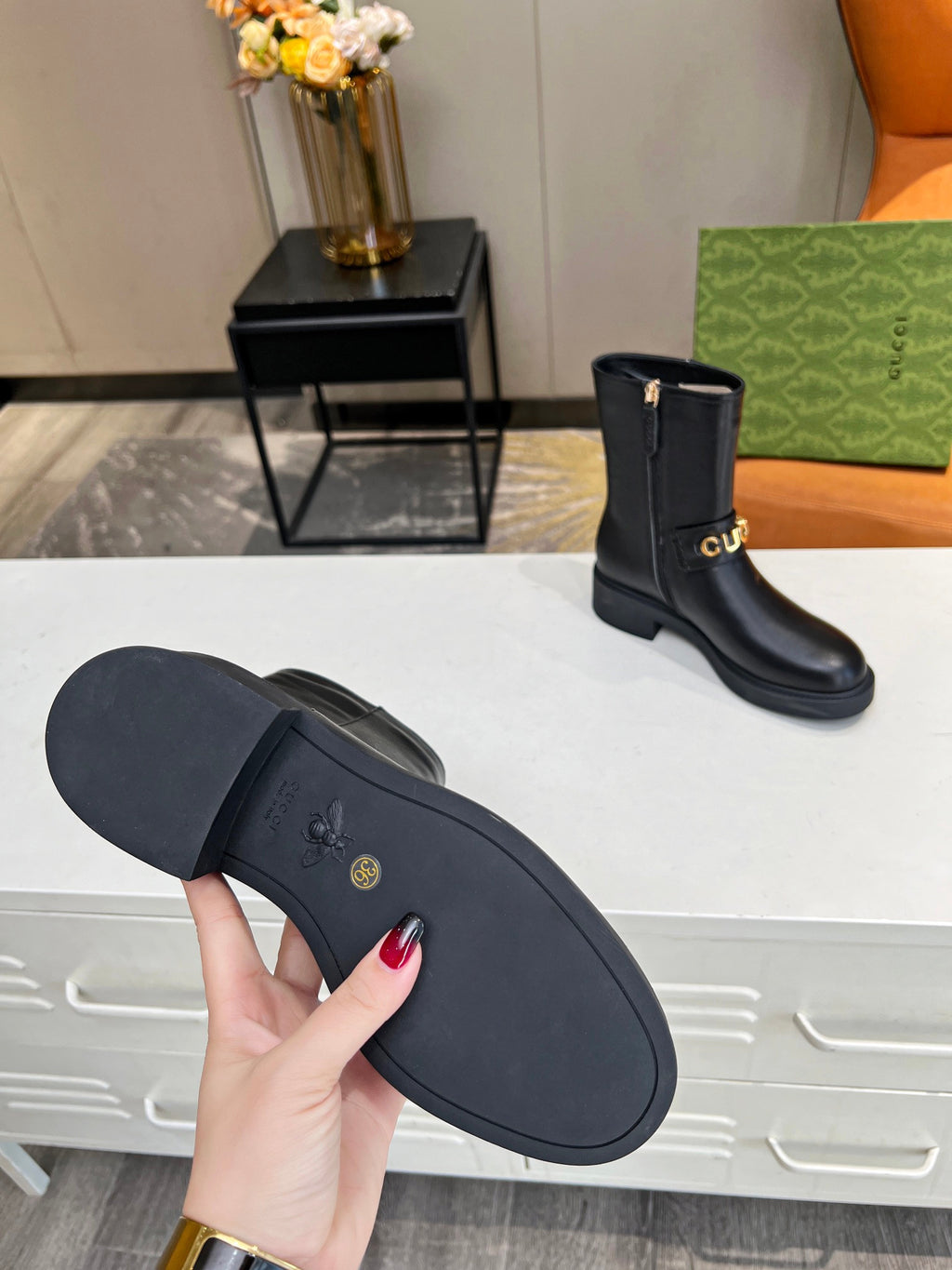 Ghete de călărie din piele Gucci