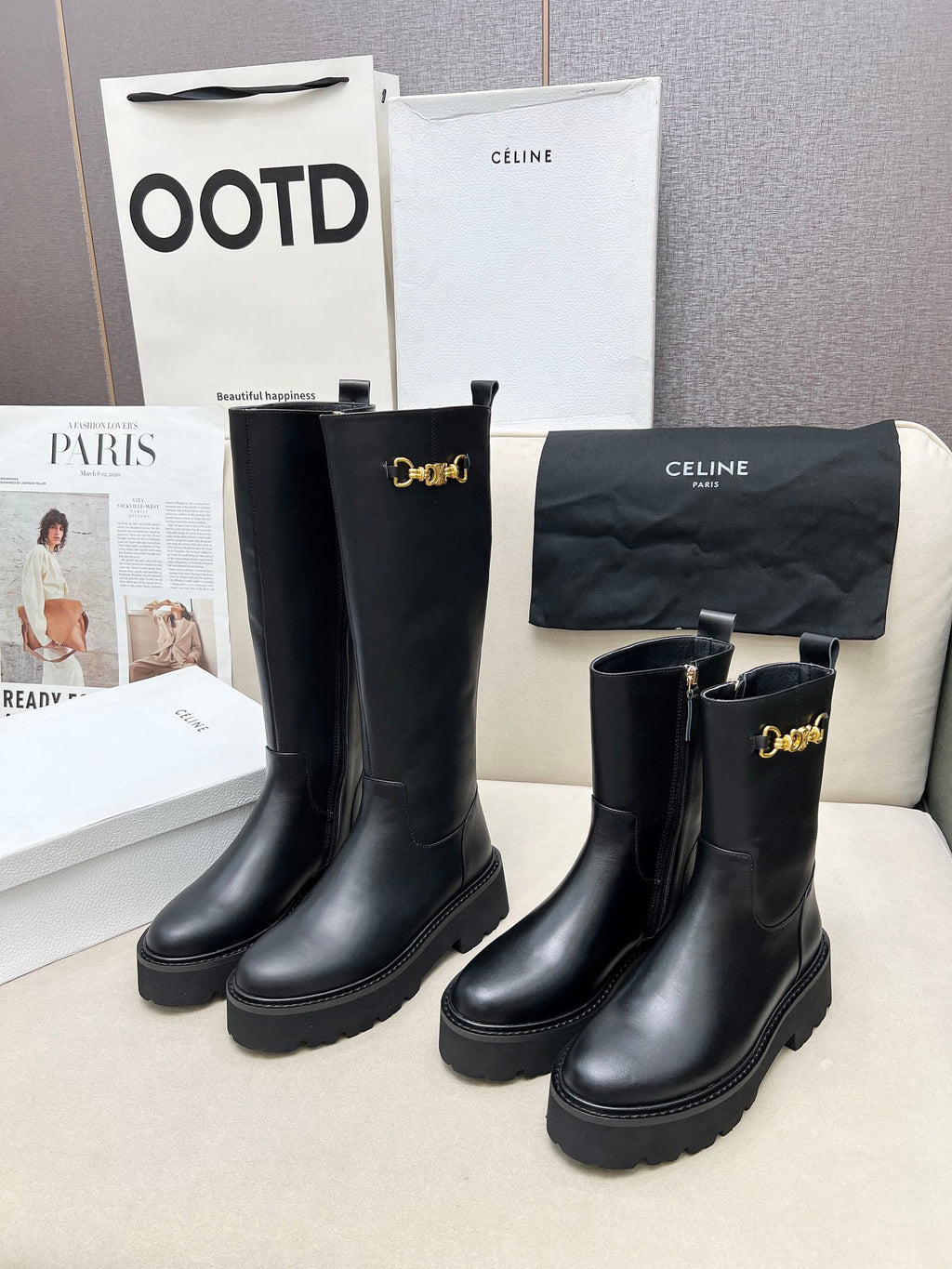 Celine Leather  Boots
