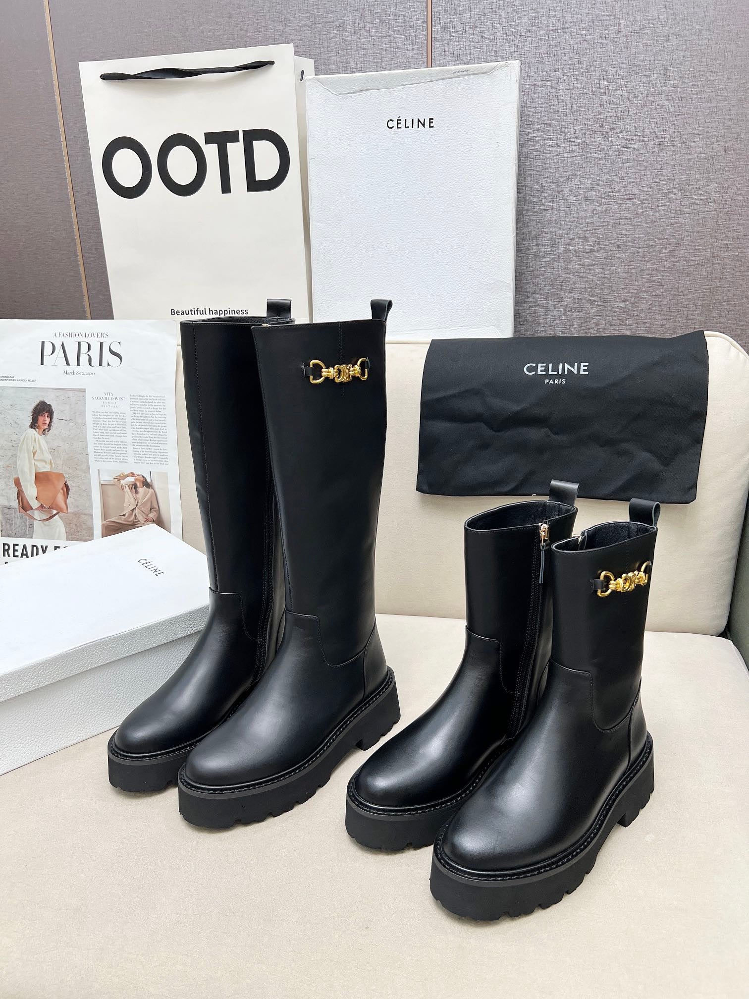 Celine Leather  Boots