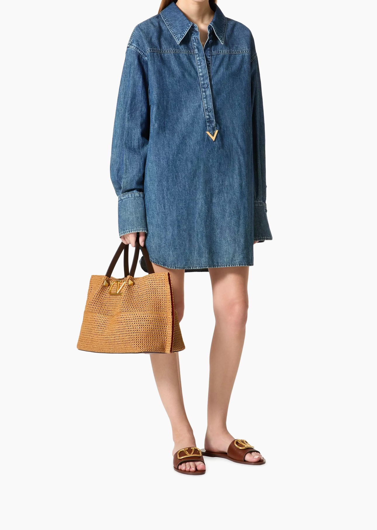 Valentino raffia shopper bag