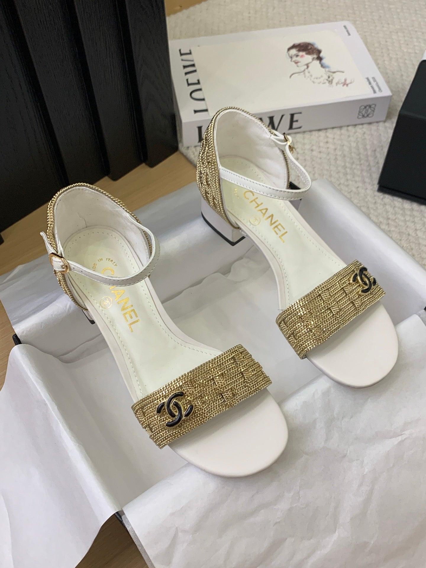 Chanel sandals gold