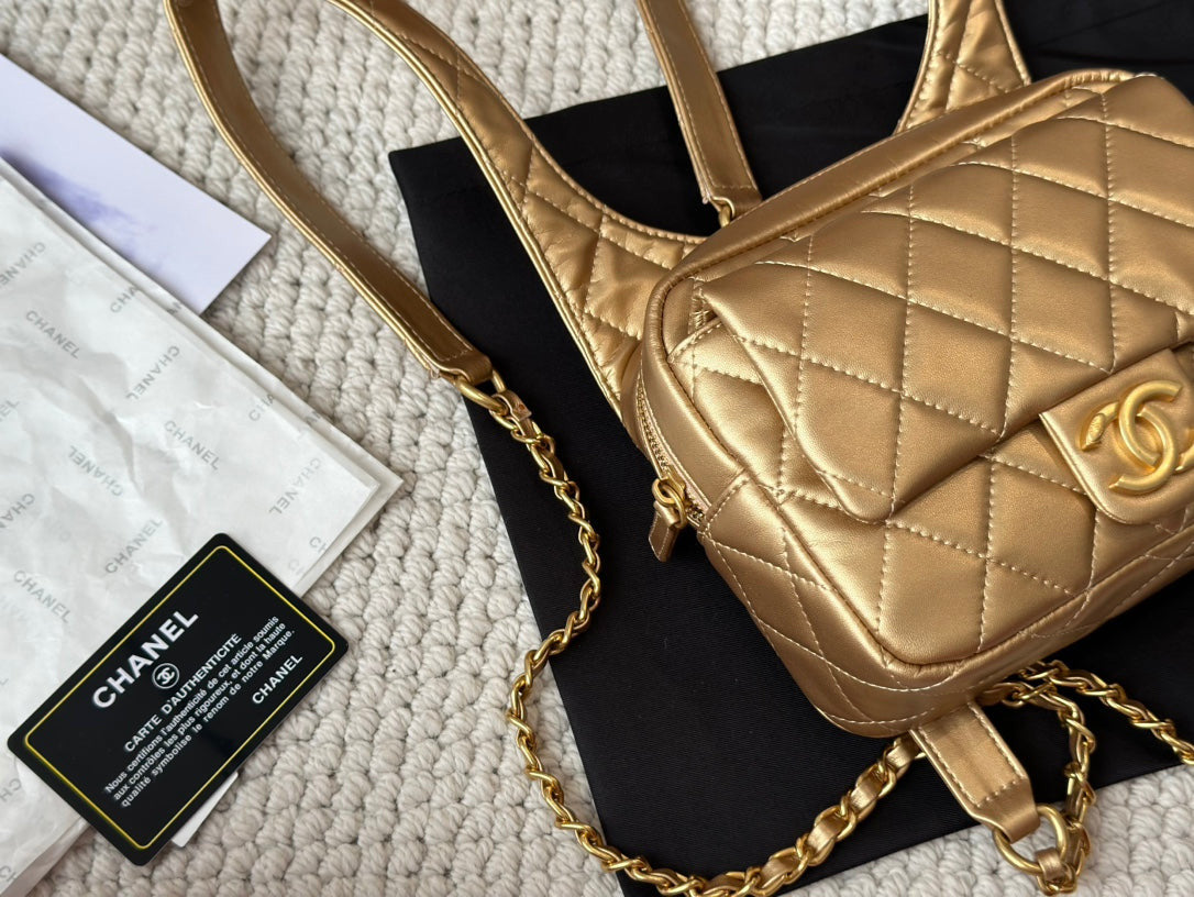 Chanel Backpack In Gold