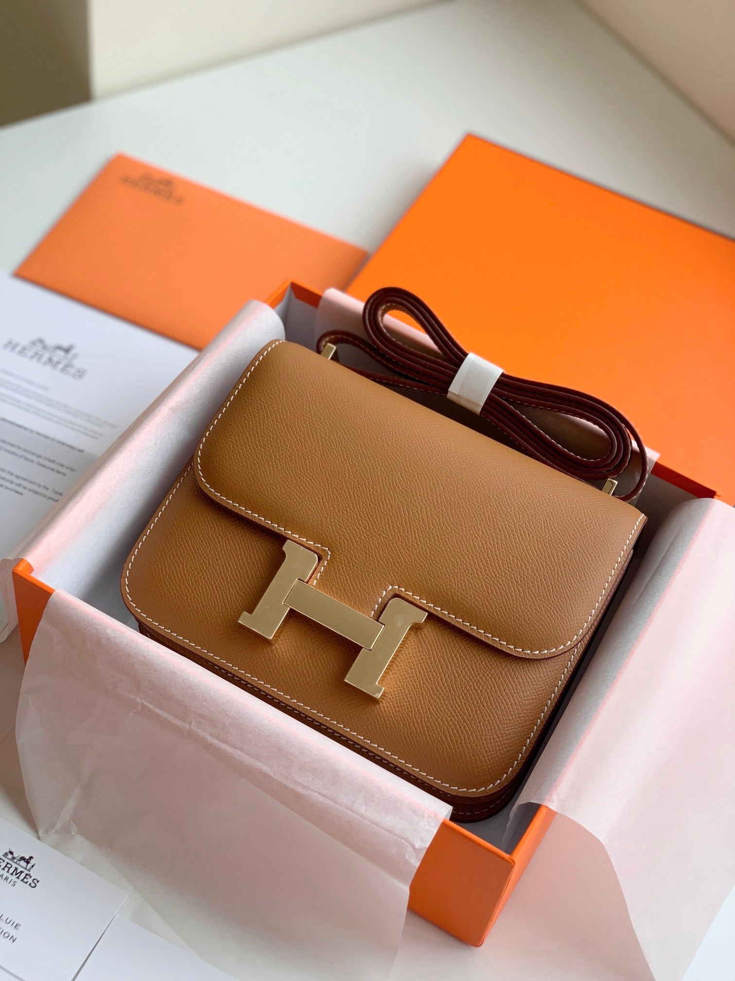 Hermes Constance bag brown