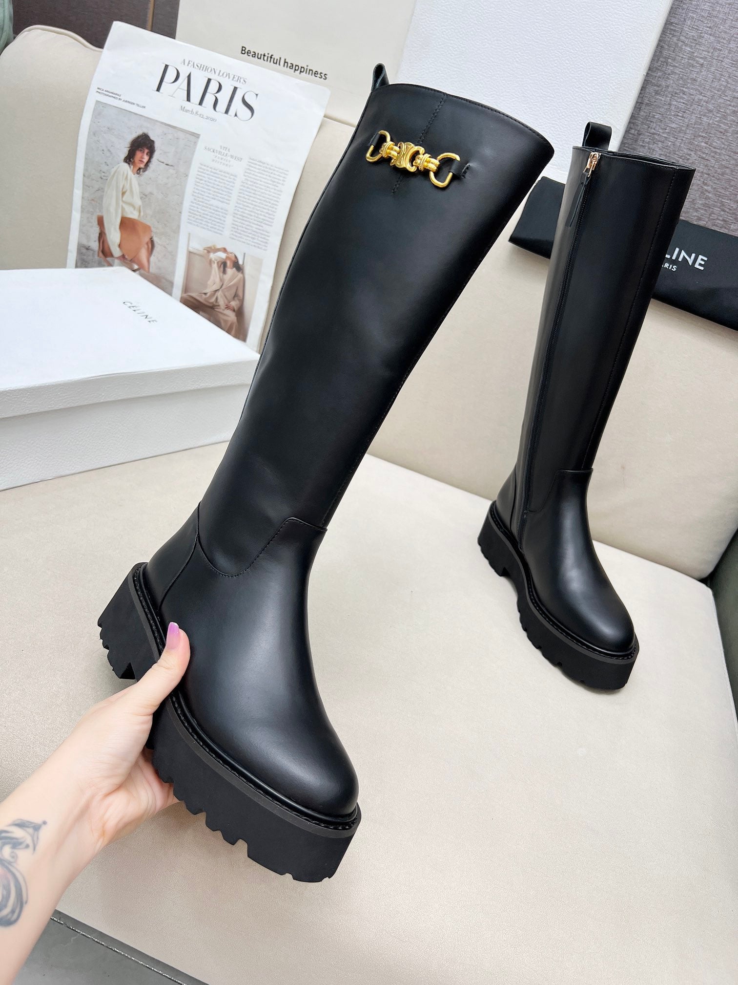Celine Leather  Boots