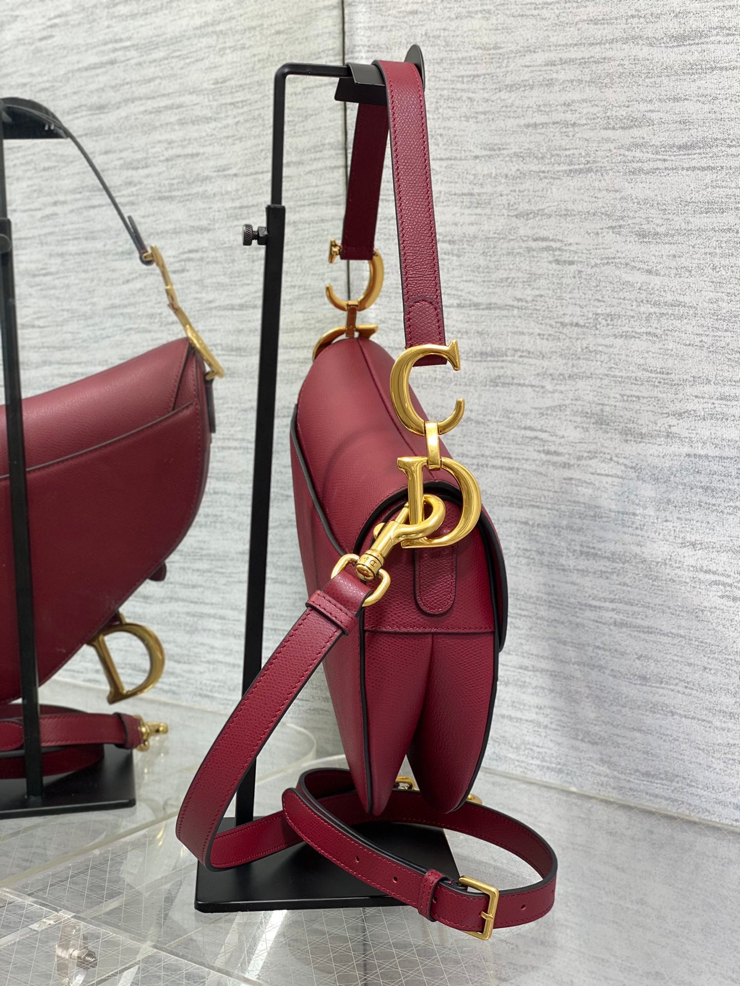 Dior Saddle Bag In Burgundy