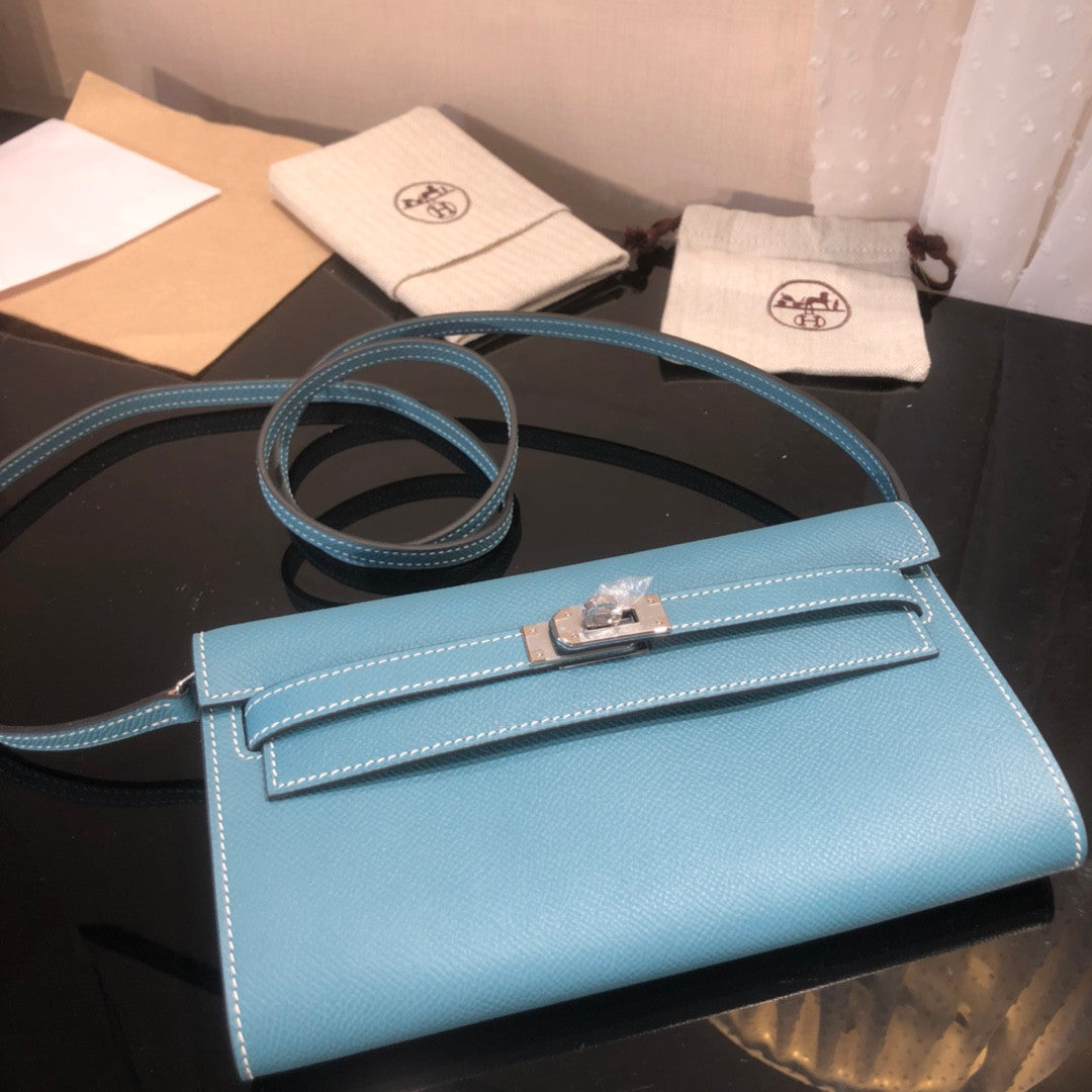 Hermes Kelly Pochette In Sky Blue