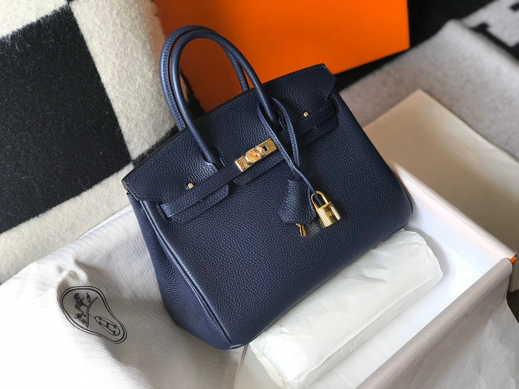 Geantă Hermes Birkin din piele bleumarin Clemence GHW