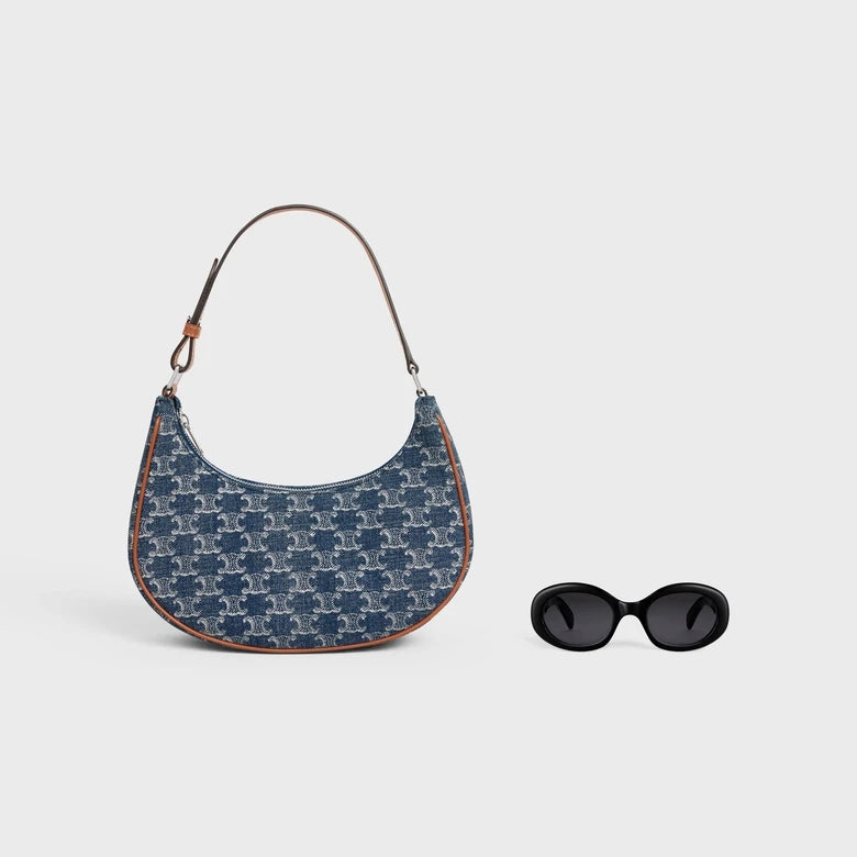 Celine Ava Shoulder Bag In Denim
